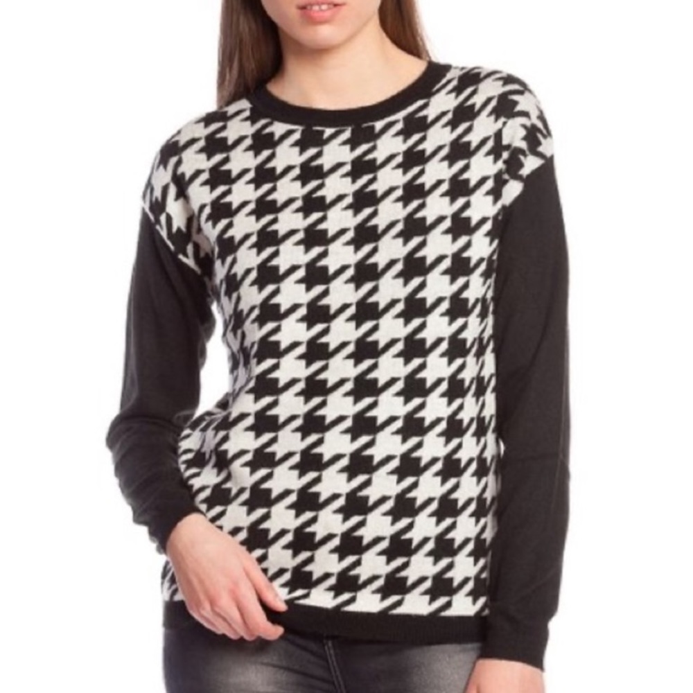 Woman Within Black White Print Top Tunic, Size L